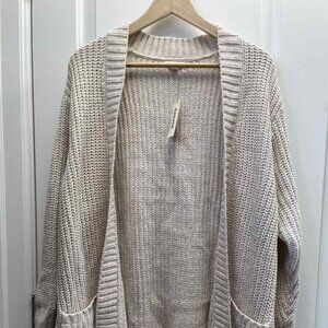 Garage Oversized Long Cream Knit Cardigan